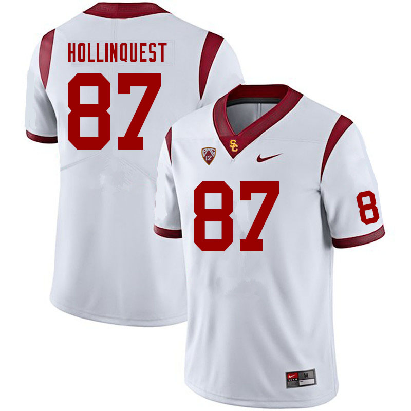 Men #87 Kohl Hollinquest USC Trojans College Football Jerseys Sale-White